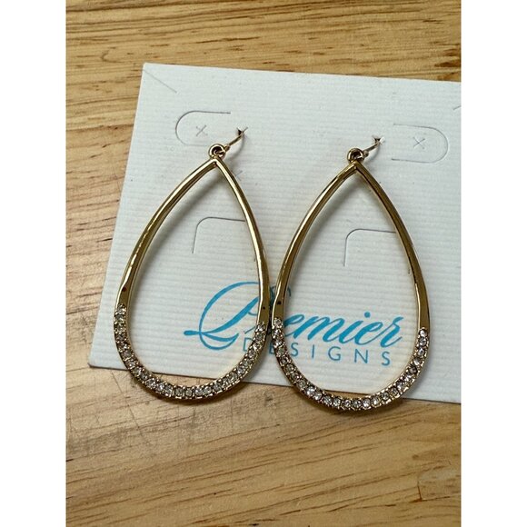 Premier Designs Gold-Tone Teardrop Earrings With Rhinestone Accents - Picture 4 of 6